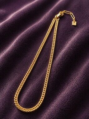 NWOT Nordstrom Gold Franco Chain Necklace | Thick Chevron V-Weave Layering CC